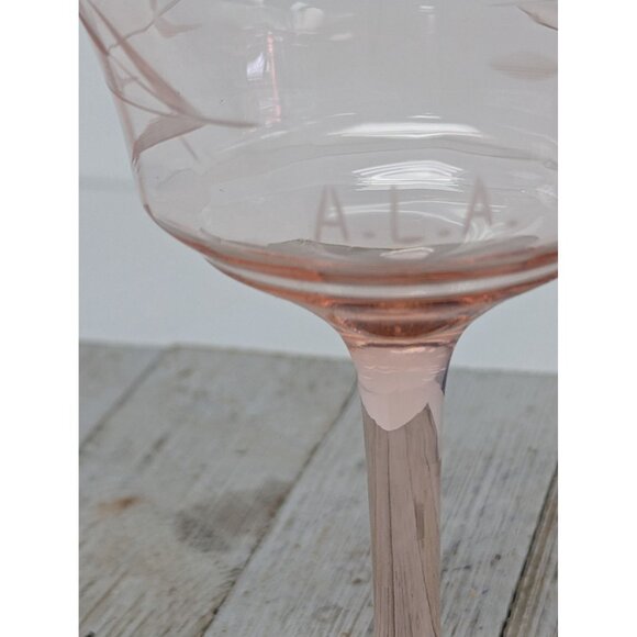Set of 2 Tiffin Pink Depression Glasses Tall Optic Stemmed Champagne 5 3/8" - Picture 11 of 11